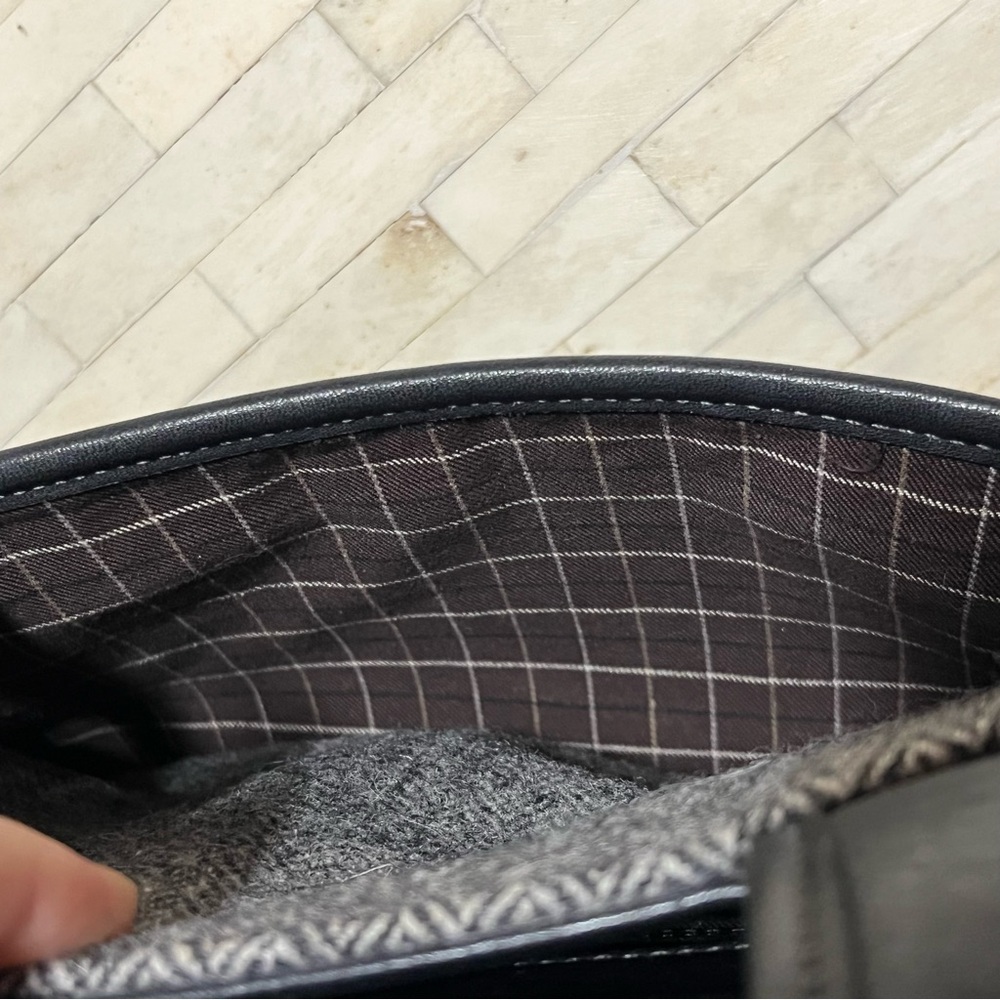 VTG Coach Bleeker Leather & Wool Herringbone Tote Handbag EUC - Picture 11 of 16